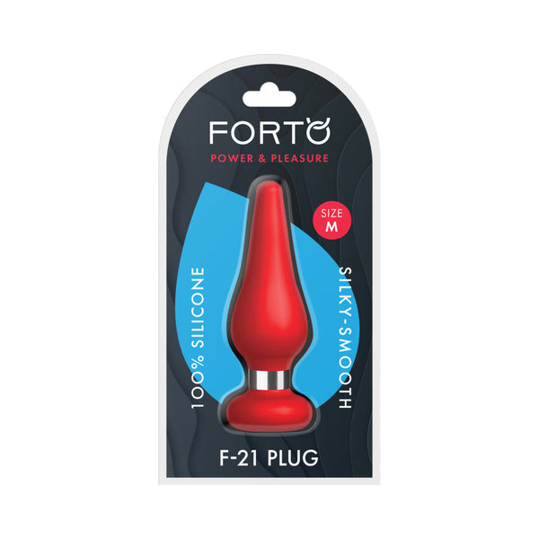 Forto F-21 Tear Drop Silicone Anal Plug Medium Red