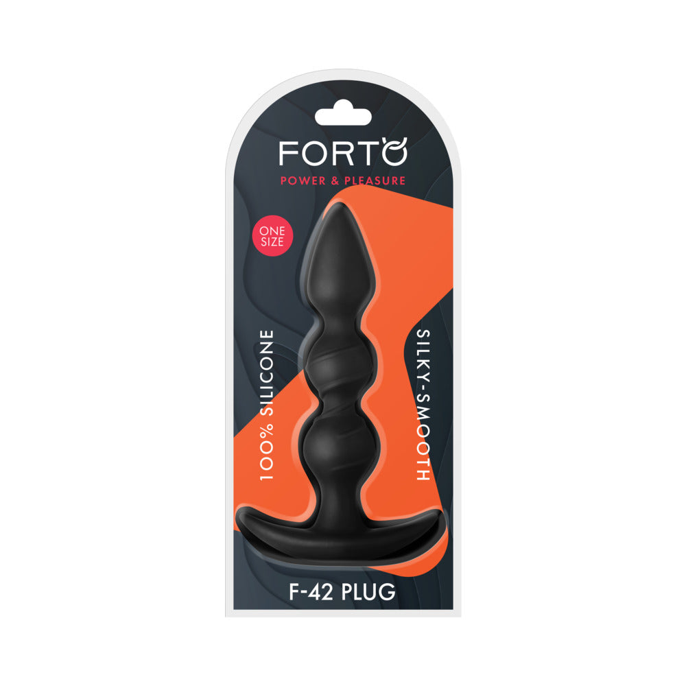 Forto F-42 Spiral Beads Silicone Anal Plug Black