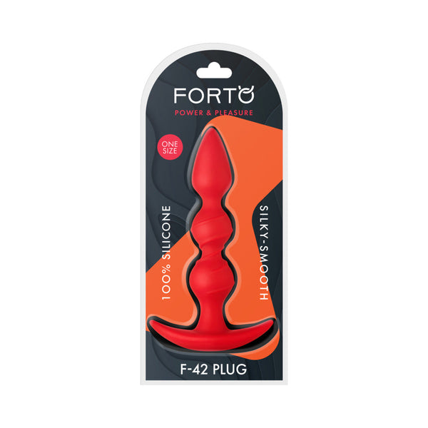 Forto F-42 Spiral Beads Silicone Anal Plug Red