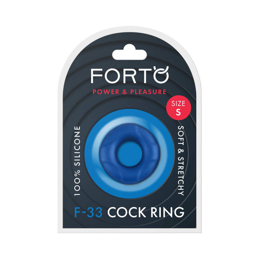 Forto F-33 Liquid Silicone Cockring Small Blue