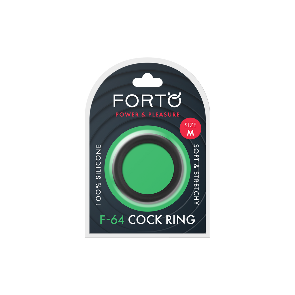 Forto F-64 Wide Liquid Silicone Cockring Medium Black