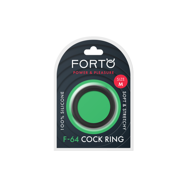 Forto F-64 Wide Liquid Silicone Cockring Medium Black