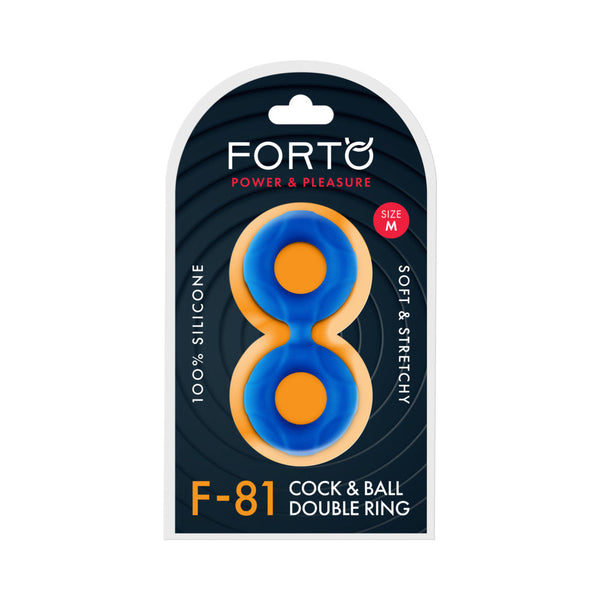Forto F-81 Liquid Silicone Cock & Ball Double Ring Medium Blue