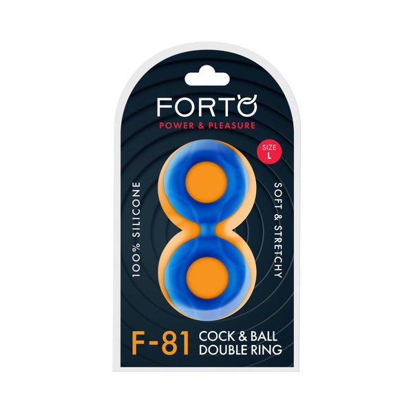 Forto F-81 Liquid Silicone Cock & Ball Double Ring Large Blue
