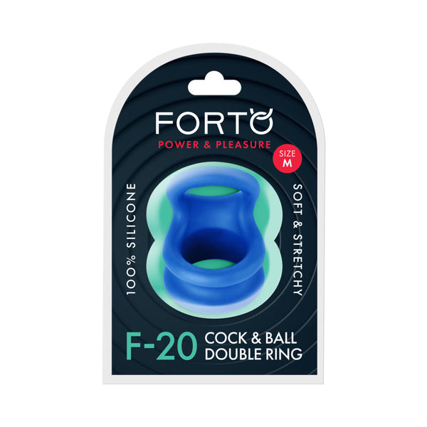 Forto F-20 Liquid Silicone Cockring & Ball Stretcher Medium Blue