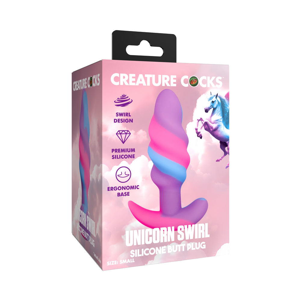Creature Cocks Unicorn Swirl Silicone Butt Plug Small