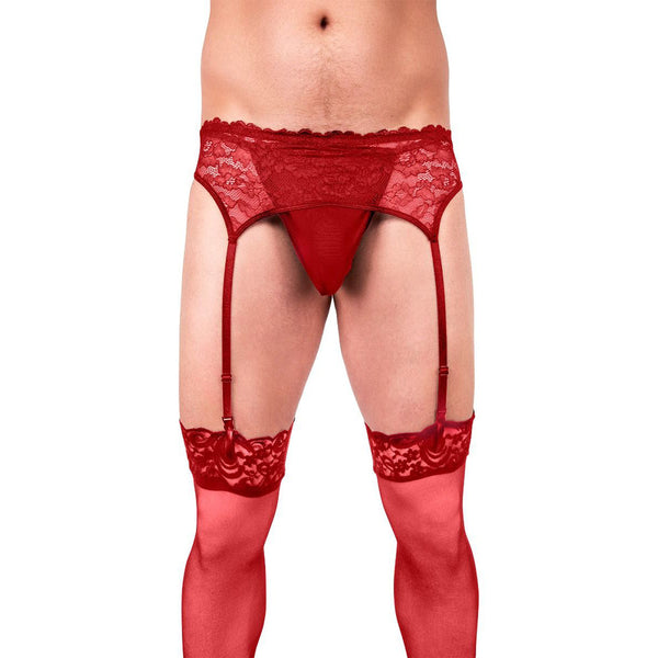 Prowler Lace Garter Set Red S