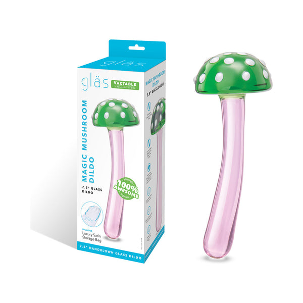 Glas Magic Mushroom Dildo 7.5 in. Glass Dildo